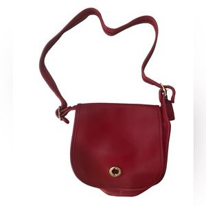 COACH Vintage Red Leather Crossbody Shoulder Bag